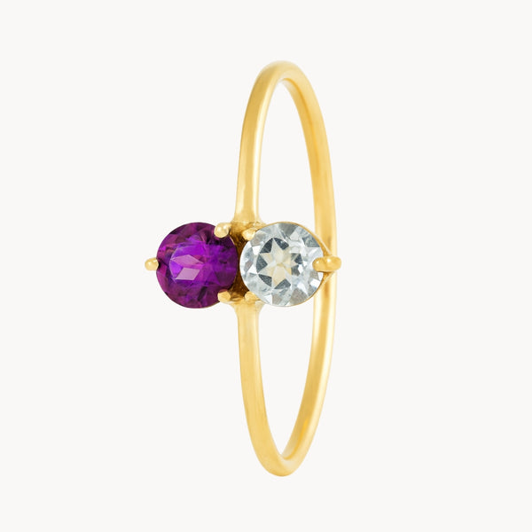 ANILLO TOPACIO AZUL Y AMATISTA MARGARETA