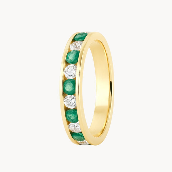ANILLO ESMERALDAS Y CIRCONITAS BLANCAS FRANZI