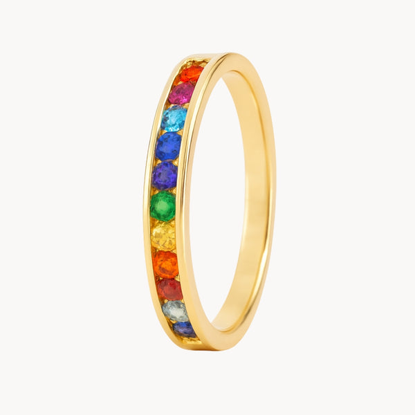 ANILLO CARRIL CON CIRCONITAS DE COLOR POLA