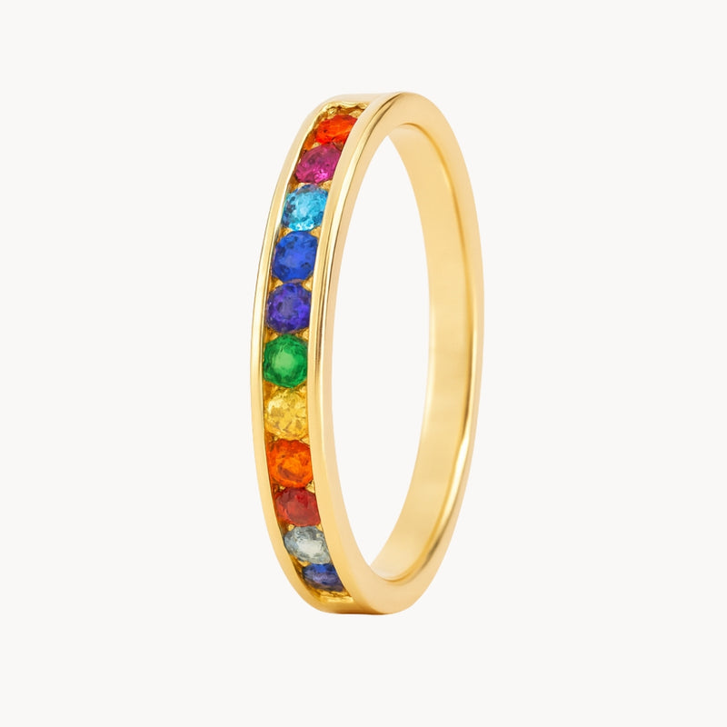 ANILLO CARRIL CON CIRCONITAS DE COLOR POLA