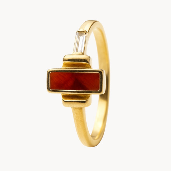 ANILLO AGATA ROJA Y CIRCONITA MEI