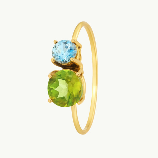 ANILLO CON OLIVINO Y TOPACIO AZUL MAHALIA