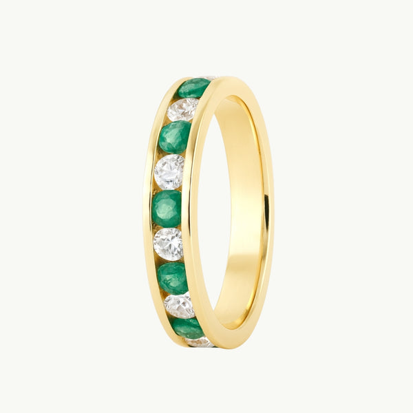 ANILLO ESMERALDAS Y CIRCONITAS BLANCAS FRANZI