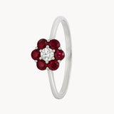 ANILLO FLOR CIRCONITAS ROJAS Y BLANCAS MAHSA