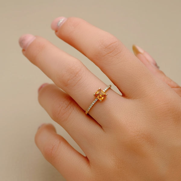ANILLO CITRINO Y DIAMANTES VERA