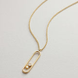 COLGANTE BARRA OVAL CON DIAMANTES DANIELA
