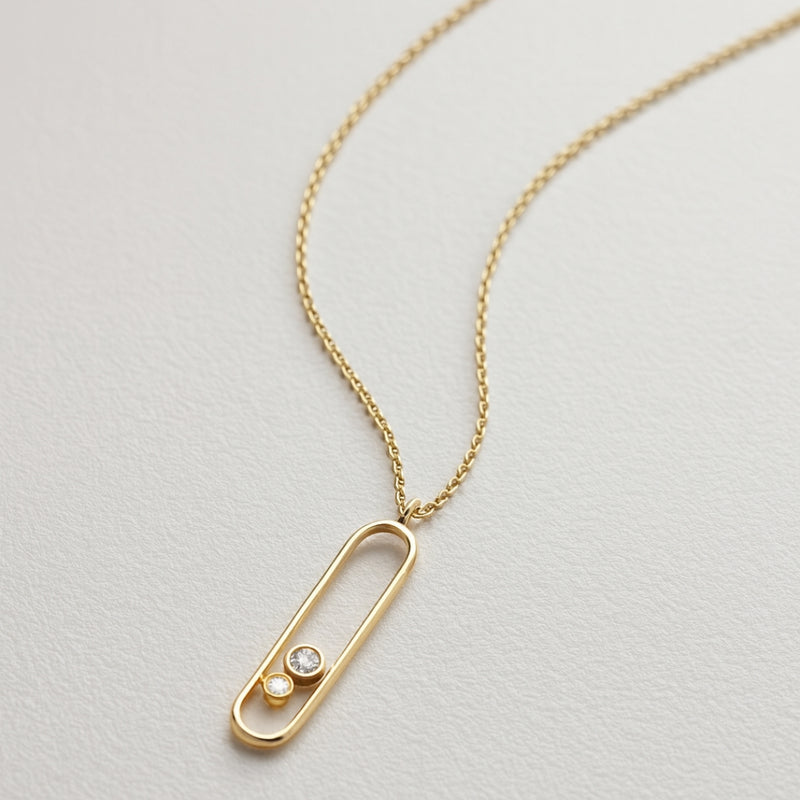 COLGANTE BARRA OVAL CON DIAMANTES DANIELA