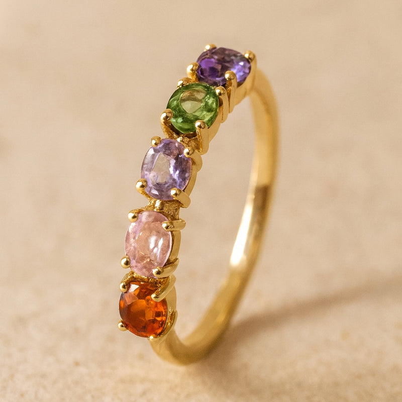 ANILLO CARRIL CON CIRCONITAS DE COLOR ANNE
