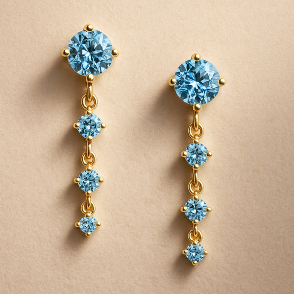 PENDIENTES LARGOS CON TOPACIOS AZULES ARETHA