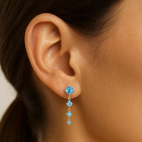 PENDIENTES LARGOS CON TOPACIOS AZULES ARETHA