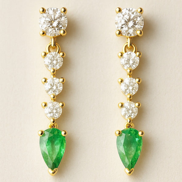 PENDIENTES ESMERALDAS Y DIAMANTES SIRPA
