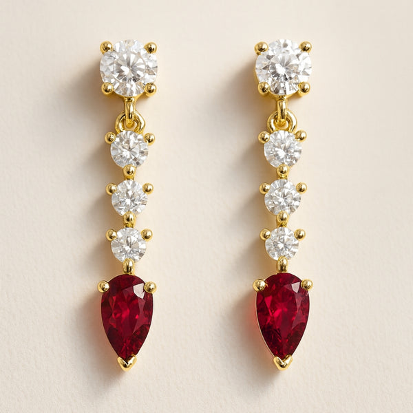 PENDIENTES RUBIES Y DIAMANTES SIRPA