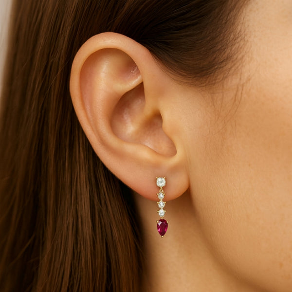 PENDIENTES RUBIES Y DIAMANTES SIRPA