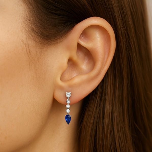 PENDIENTES ZAFIROS Y DIAMANTES SIRPA