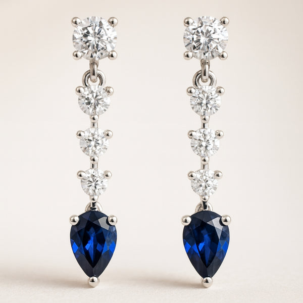 PENDIENTES ZAFIROS Y DIAMANTES SIRPA