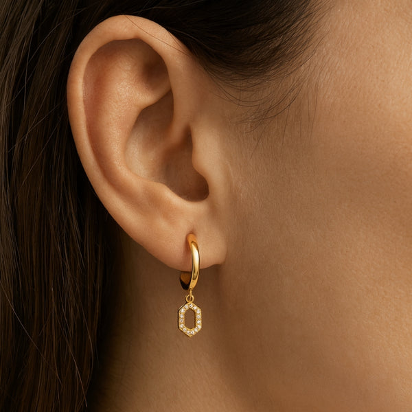 PENDIENTES HEXAGONOS CON DIAMANTES MACEY