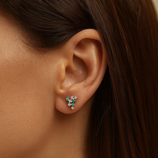 PENDIENTES ESMERALDAS Y DIAMANTES ANETA