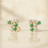 PENDIENTES ESMERALDAS Y DIAMANTES ANETA