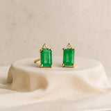 PENDIENTES ESMERALDA Y DIAMANTE AMELIA