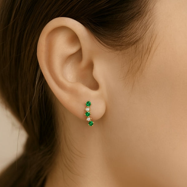PENDIENTES TREPADORES ESMERALDAS Y DIAMANTES RUTH