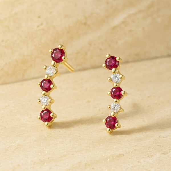 PENDIENTES TREPADORES RUBIES Y DIAMANTES RUTH
