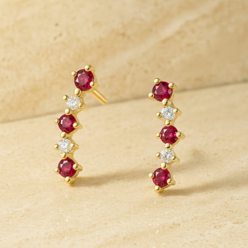 PENDIENTES TREPADORES RUBIES Y DIAMANTES RUTH