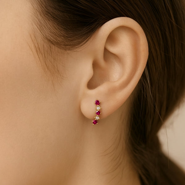 PENDIENTES TREPADORES RUBIES Y DIAMANTES RUTH