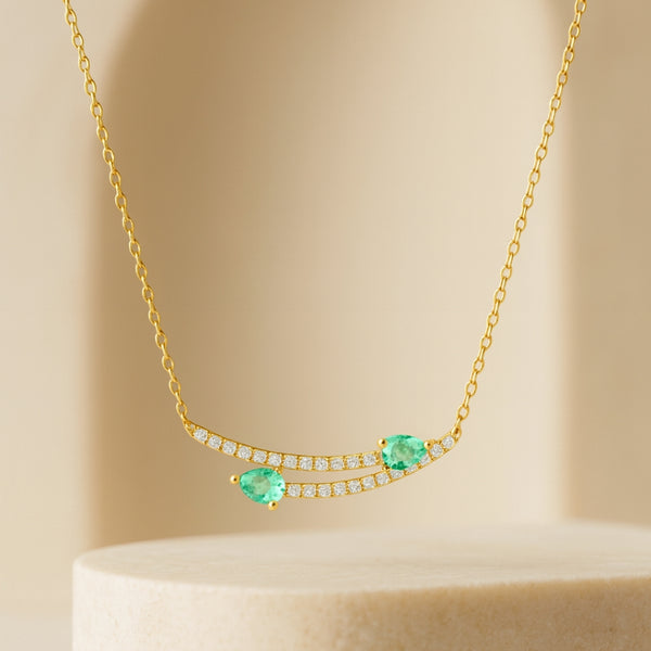 COLLAR ESMERALDAS CON DIAMANTES ROSELLA