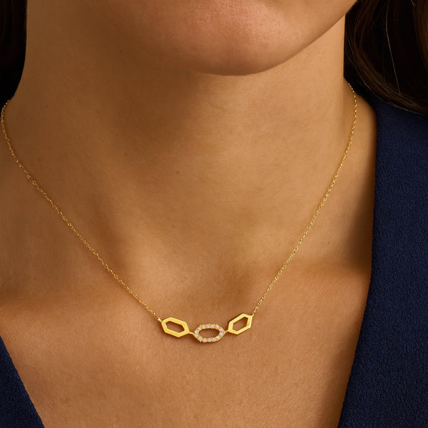 COLLAR HEXAGONOS CON DIAMANTES MABYN