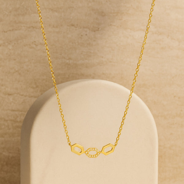 COLLAR HEXAGONOS CON DIAMANTES MABYN
