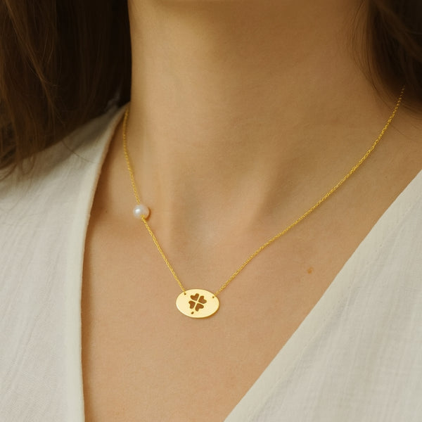 COLLAR TREBOL CON PERLA
