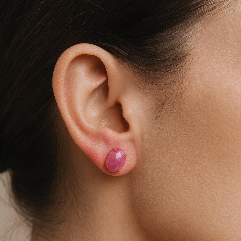 PENDIENTES CON CUARZO ROSA EN GARRAS