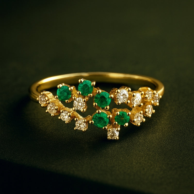 ANILLO ESMERALDAS Y DIAMANTES JAIDA