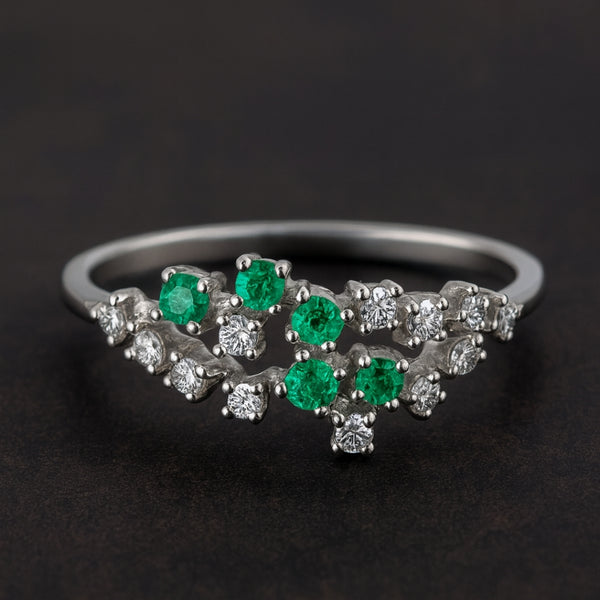 ANILLO ESMERALDAS Y DIAMANTES JAIDA