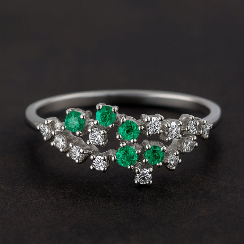 ANILLO ESMERALDAS Y DIAMANTES JAIDA