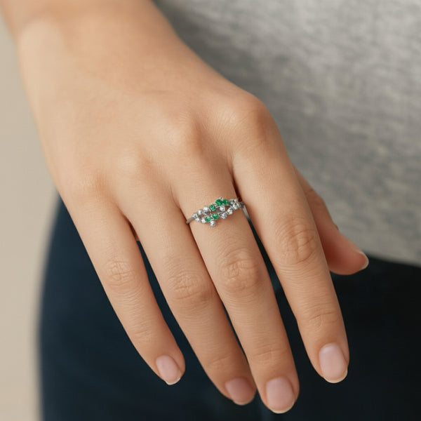 ANILLO ESMERALDAS Y DIAMANTES JAIDA