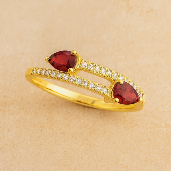 ANILLO CRUZADO RUBIES Y DIAMANTES TILDA