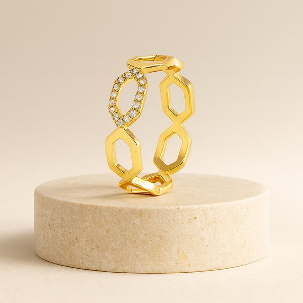 ANILLO HEXAGONOS CON DIAMANTES MABYN