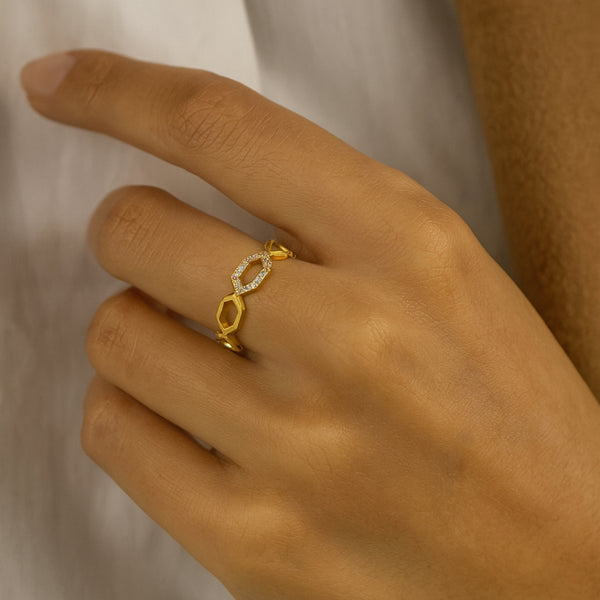ANILLO HEXAGONOS CON DIAMANTES MABYN