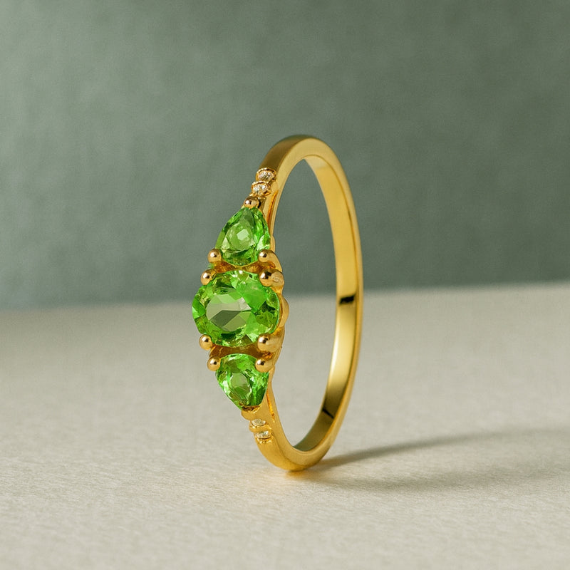 ANILLO GRANATES TSAVORITAS Y DIAMANTES LUCILLE