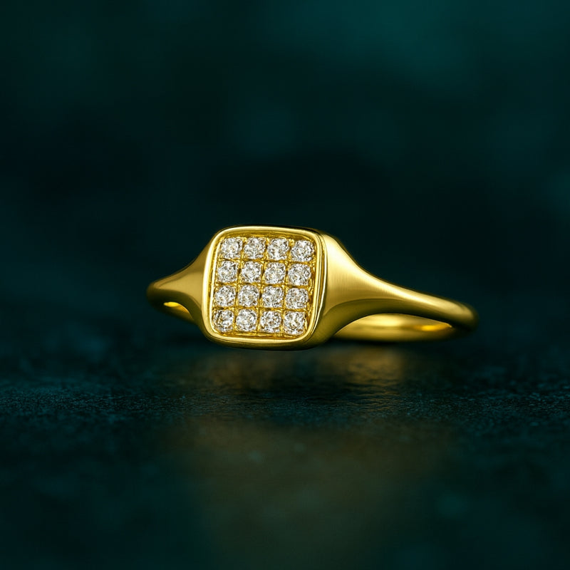 ANILLO SELLO CON DIAMANTES JOLENE