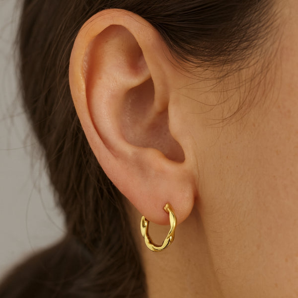 PENDIENTES AROS FORMA TRENZADA EFECTO RETORCIDO 12MM
