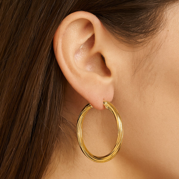 PENDIENTES AROS ESTRIADOS BRILLO 29MM