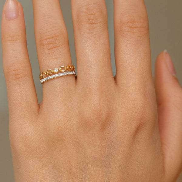 ANILLO DOBLE ESLABONES CON DIAMANTES JENAE