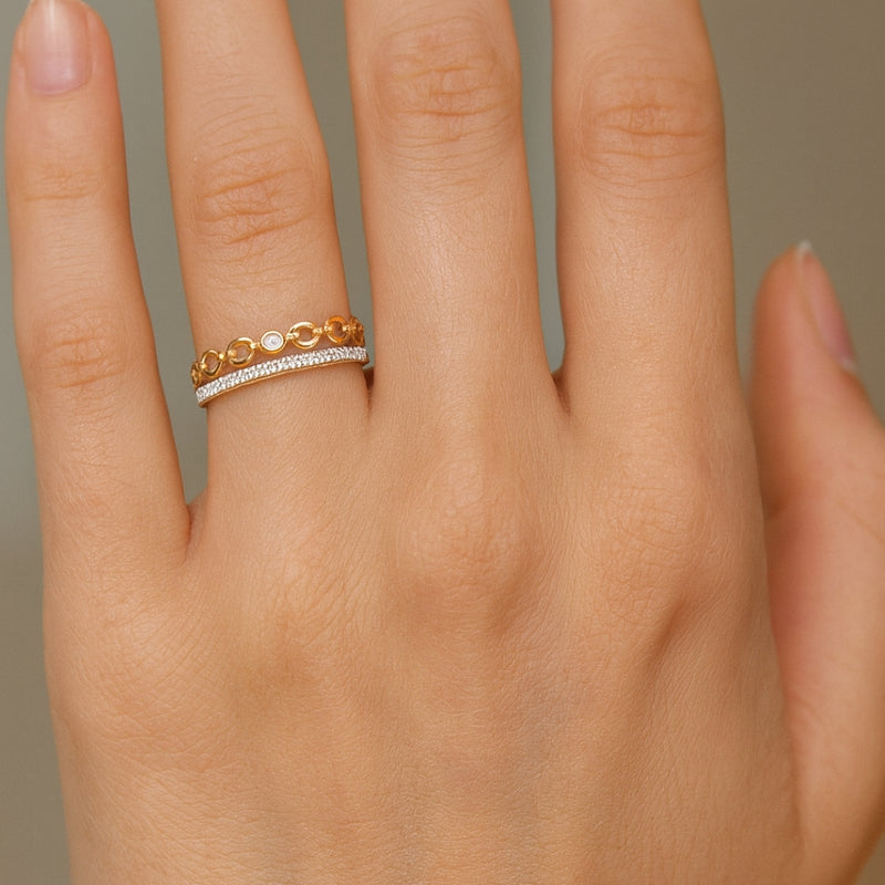 ANILLO DOBLE ESLABONES CON DIAMANTES JENAE
