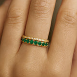 ANILLO DOBLE ESMERALDAS Y DIAMANTES HILLARY