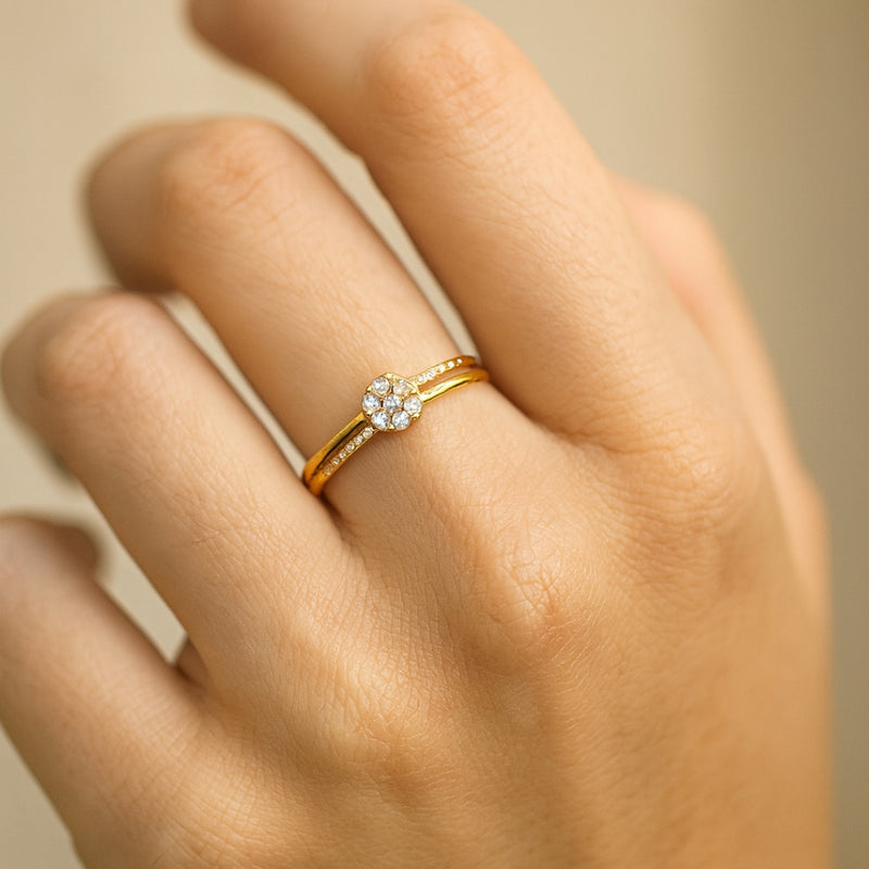 ANILLO DOBLE CON DIAMANTES ILENE