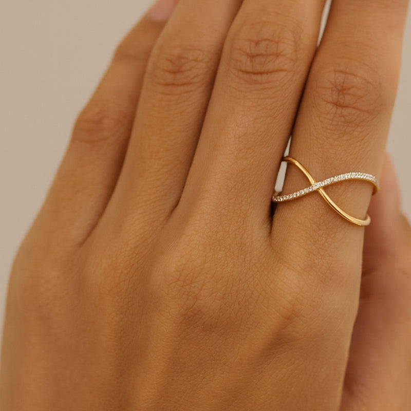 ANILLO DOBLE CRUZADO CON DIAMANTES HERTHA