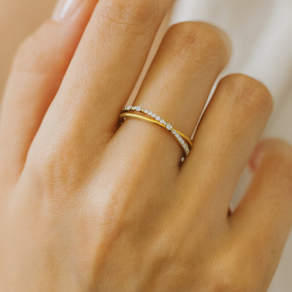 ANILLO DOBLE CRUZADO CON DIAMANTES SIRPA