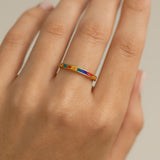 ANILLO CARRIL CON CIRCONITAS DE COLOR POLA